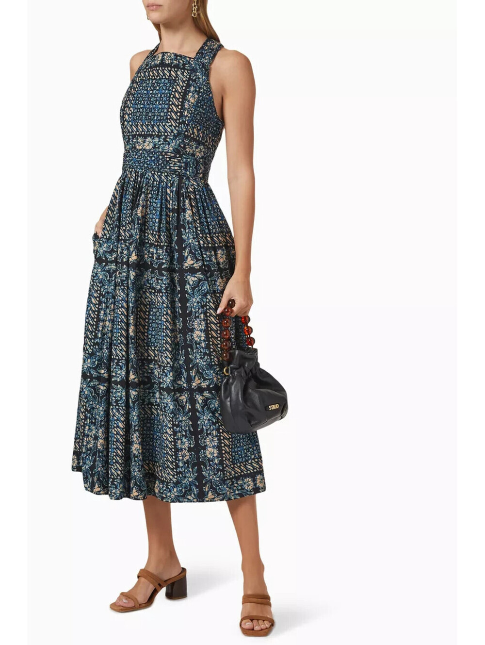 NEW, Ulla Johnson Kerani Cutout Back Midi Fit & Flare Dress Azure Size 6 #MD2119